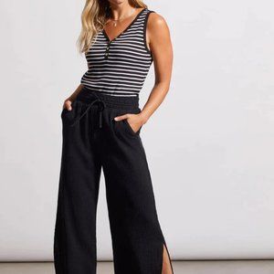 Tribal COTTON GAUZE WEAR 2 WAYS WIDE LEG PANT WITH SLITS